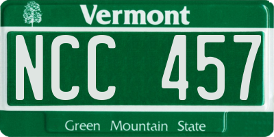 VT license plate NCC457