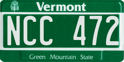 VT license plate NCC472