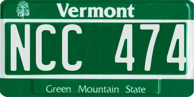 VT license plate NCC474