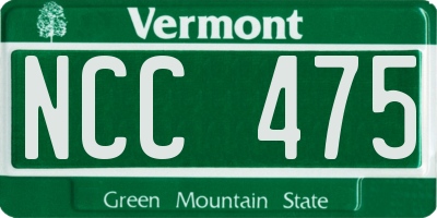 VT license plate NCC475