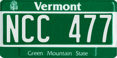 VT license plate NCC477