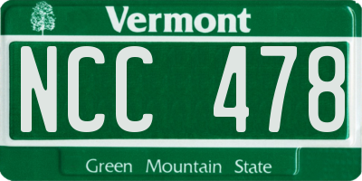 VT license plate NCC478