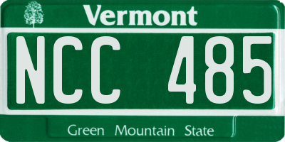 VT license plate NCC485
