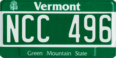 VT license plate NCC496