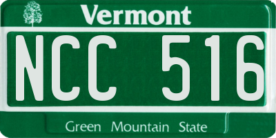 VT license plate NCC516