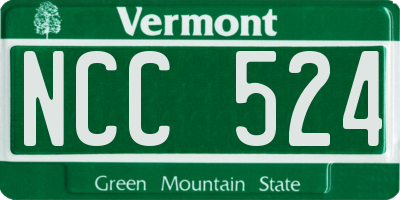 VT license plate NCC524