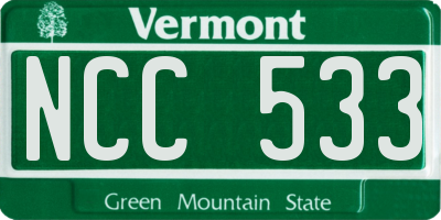 VT license plate NCC533