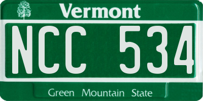VT license plate NCC534