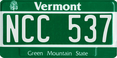 VT license plate NCC537