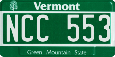 VT license plate NCC553