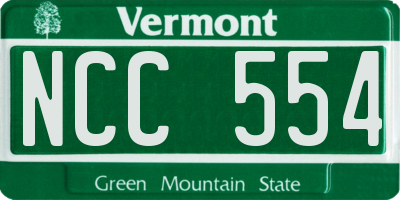 VT license plate NCC554