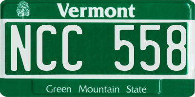 VT license plate NCC558