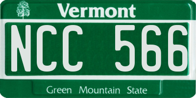 VT license plate NCC566