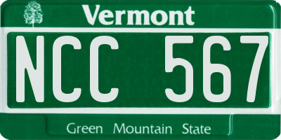 VT license plate NCC567