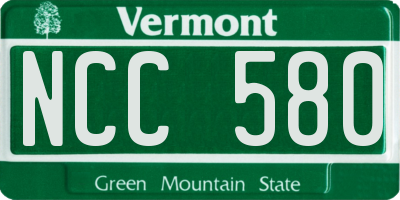 VT license plate NCC580