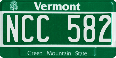 VT license plate NCC582