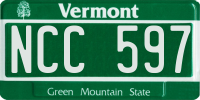 VT license plate NCC597