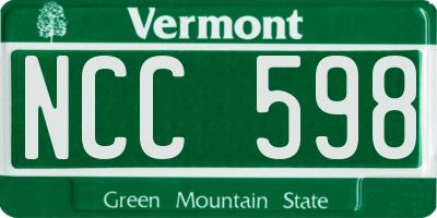 VT license plate NCC598