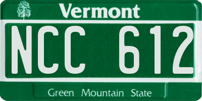VT license plate NCC612