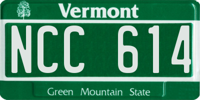 VT license plate NCC614