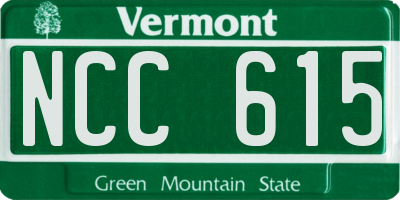 VT license plate NCC615