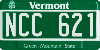 VT license plate NCC621