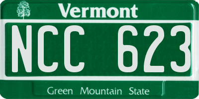 VT license plate NCC623