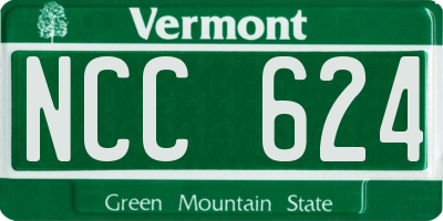 VT license plate NCC624