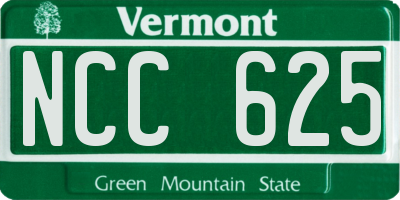 VT license plate NCC625