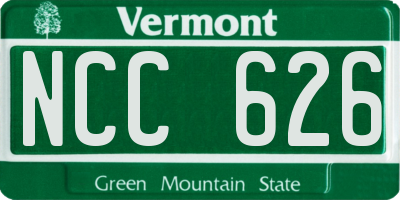 VT license plate NCC626