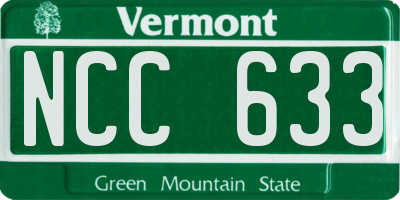 VT license plate NCC633