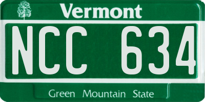 VT license plate NCC634