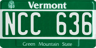 VT license plate NCC636