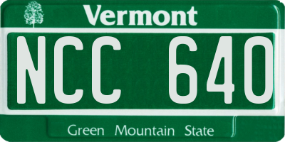 VT license plate NCC640