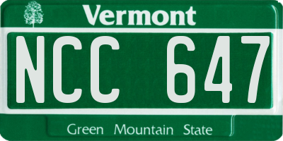 VT license plate NCC647