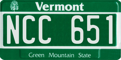 VT license plate NCC651