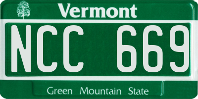VT license plate NCC669