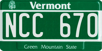 VT license plate NCC670