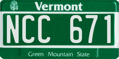VT license plate NCC671
