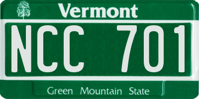 VT license plate NCC701