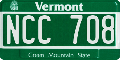 VT license plate NCC708