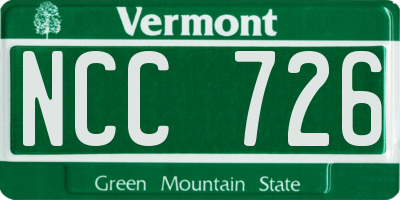 VT license plate NCC726