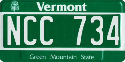 VT license plate NCC734