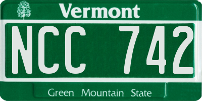 VT license plate NCC742