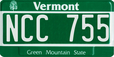 VT license plate NCC755