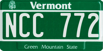 VT license plate NCC772
