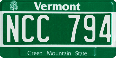 VT license plate NCC794
