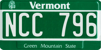 VT license plate NCC796