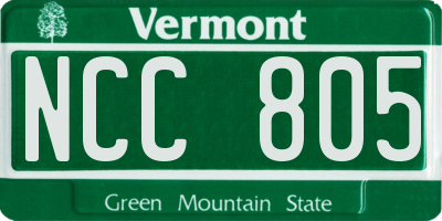VT license plate NCC805