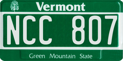 VT license plate NCC807